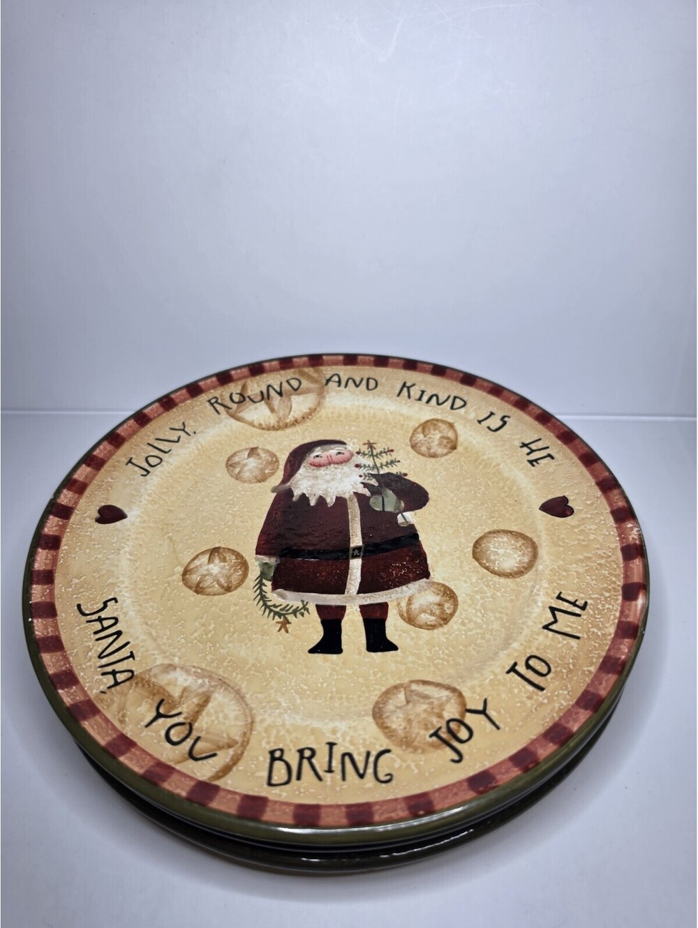 Teresa Kogut "Jolly Santa" Park Designs 8.5" Salad Plate set of 3